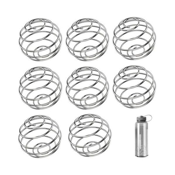 Lot de 8 boules de shaker en acier inoxydable pour shaker, boules de mixage pour boissons mélangées aux protéines argenté 