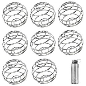 Lot de 8 boules de shaker en acier inoxydable pour shaker, boules de mixage pour boissons mélangées aux protéines argenté 