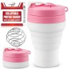 Tilcore Shaker de Protéines Pliable et Bouteille deau Qualité Alimentaire, Couvercle Etanche de 600 ml / 20 oz - Gobelets Mé