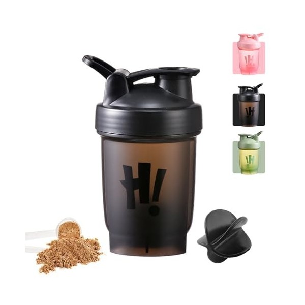 SUJIBHI Bouteille Shaker pour Protéines 350ml avec Mixball - Bouteille deau de sport en plastique étanche à couvercle rabatt ...