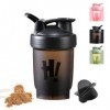 SUJIBHI Bouteille Shaker pour Protéines 350ml avec Mixball - Bouteille deau de sport en plastique étanche à couvercle rabatt