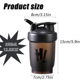 SUJIBHI Bouteille Shaker pour Protéines 350ml avec Mixball - Bouteille deau de sport en plastique étanche à couvercle rabatt