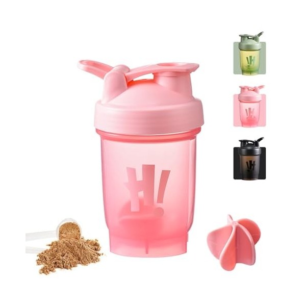 SUJIBHI Bouteille Shaker pour Protéines 350ml avec Mixball - Bouteille deau de sport en plastique étanche à couvercle rabatt