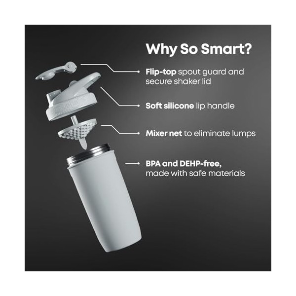 Smartshake TMNT Bouteille shaker protéinée en acier inoxydable Reforce – Non isolée unisexe – Bouteille shaker en métal – 900