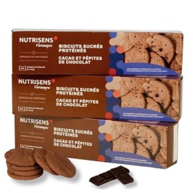 Lot x3 - Biscuits Protéinés Nutrisens Cacao & Pépites de Chocolat - Collation Gourmande - Soutient la Masse Musculaire – Vita...