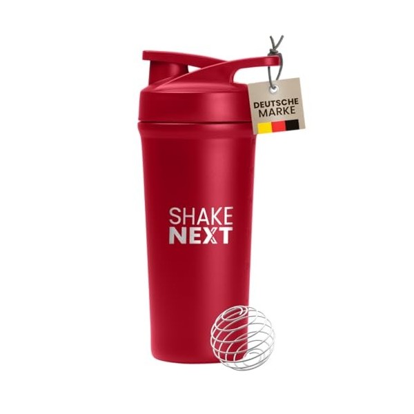 ShakeNext Shaker en acier inoxydable [nouvelle introduction] – Gourde avec boule mixte, 700 ml, shaker pour fitness et protéi