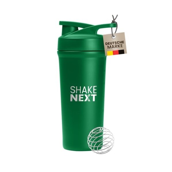 ShakeNext Shaker en acier inoxydable [nouvelle introduction] – Gourde avec boule mixte, 700 ml, shaker pour fitness et protéi