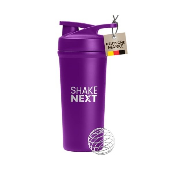 ShakeNext Shaker en acier inoxydable [nouvelle introduction] – Gourde avec boule mixte, 700 ml, shaker pour fitness et protéi