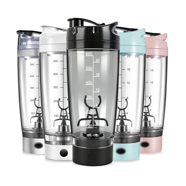 HNCY Shaker électrique pour protéines - 600 ml - Rechargeable par USB - Sans BPA - Noir