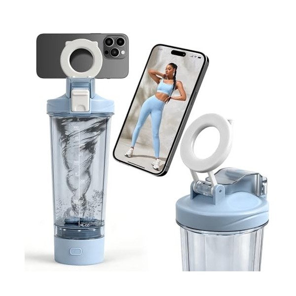 ZAKVOP Shaker électrique de 700 ml, avec échelle de mesure, anti-fuite, passe au lave-vaisselle, sans BPA, rechargeable par U