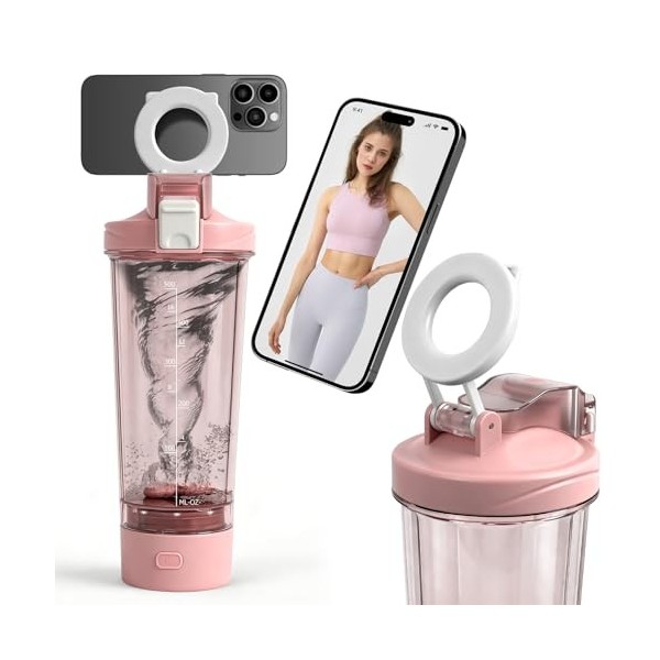 ZAKVOP Shaker électrique de 700 ml, avec échelle de mesure, anti-fuite, passe au lave-vaisselle, sans BPA, rechargeable par U