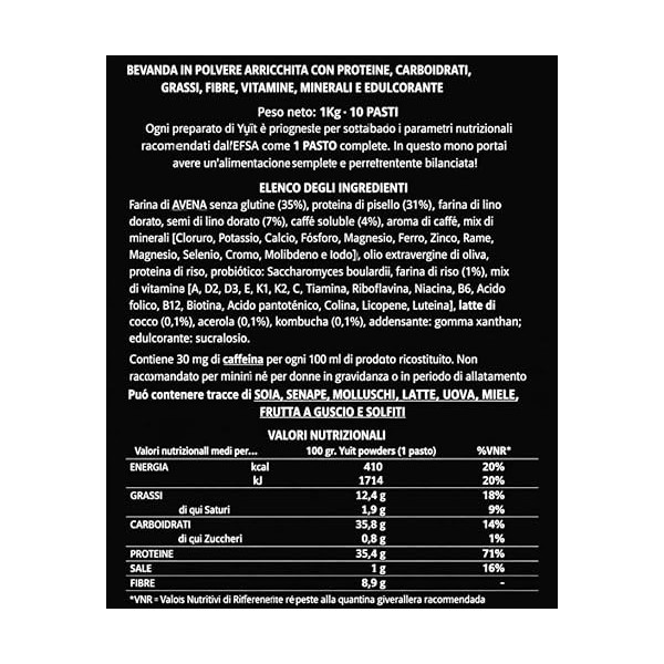 YUÏT - Substitut de repas - Shake protéiné - 35g de protéines en poudre + Probiotiques - Aliment 100% naturel - Shake diététi...