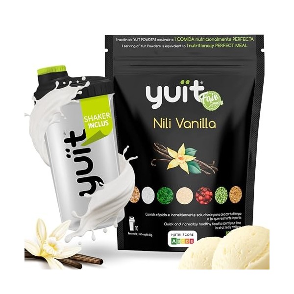 YUÏT - Substitut de repas - Shake protéiné - 35g de protéines en poudre + Probiotiques - Aliment 100% naturel - Shake diététi...