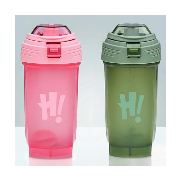 Ensemble de 2 Shakers pour Protéines 500 ml avec Boule Mélangeuse - Gourde Portable étanche, Facile à Nettoyer, Idéal pour Fi