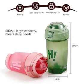 Ensemble de 2 Shakers pour Protéines 500 ml avec Boule Mélangeuse - Gourde Portable étanche, Facile à Nettoyer, Idéal pour Fi