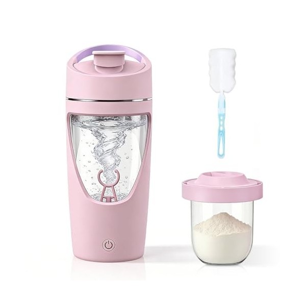 SGZIOO Shaker à protéines - 700 ml - Électrique - Rechargeable - Type C - Avec compartiment à poudre - 7500 tr/min - Sans BPA