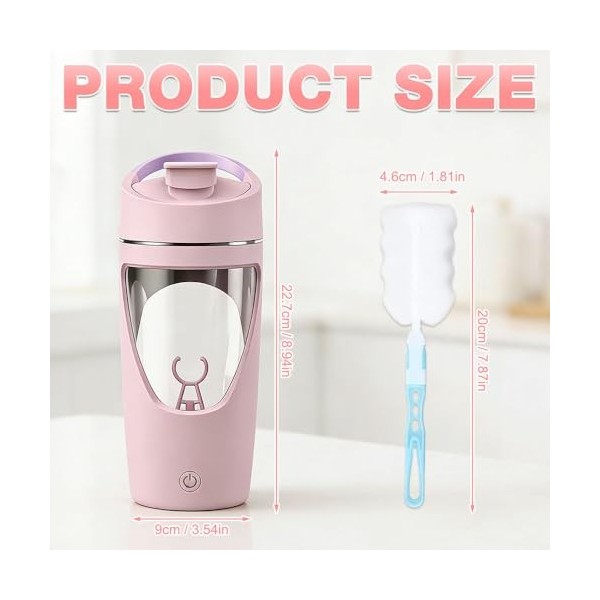 SGZIOO Shaker à protéines - 700 ml - Électrique - Rechargeable - Type C - Avec compartiment à poudre - 7500 tr/min - Sans BPA