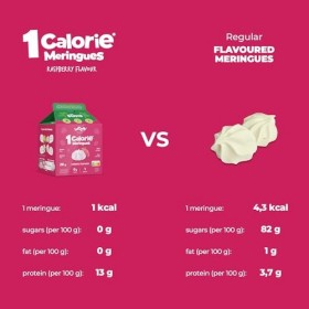 LoCCo Meringues Sans Sucre 1 kcal à la Framboise - En-cas Minceur Cétogène Keto avec Stevia, Low Carb, Riche en Fibres et P