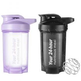 OFGAOO Lot de 2 shakers protéinés 500 ml, avec boule, shaker à protéines, bouteille pour poudre de protéines, mélange de prot