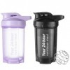 OFGAOO Lot de 2 shakers protéinés 500 ml, avec boule, shaker à protéines, bouteille pour poudre de protéines, mélange de prot