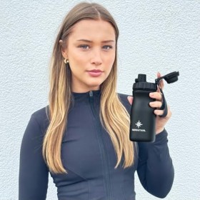 NORDSTAHL Shaker isotherme - 300 à 400 ml - Petit shaker protéiné en acier inoxydable avec boule - Sans BPA et anti-fuite - J