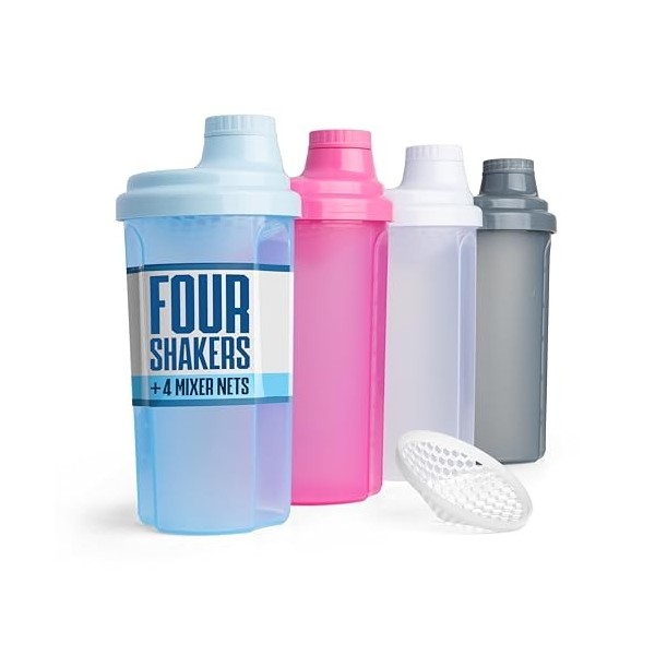 Smartshake Shaker de protéines de 500 ml avec bouchon à vis sécurisé – Shaker de protéines anti-fuite sans BPA pour un mélang