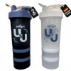Lot de 2 shakers avec compartiments à poudre et boule mélangeuse en acier inoxydable 100 % sans BPA 500 ml, anti-fuite, passe