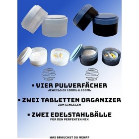 Lot de 2 shakers avec compartiments à poudre et boule mélangeuse en acier inoxydable 100 % sans BPA 500 ml, anti-fuite, passe