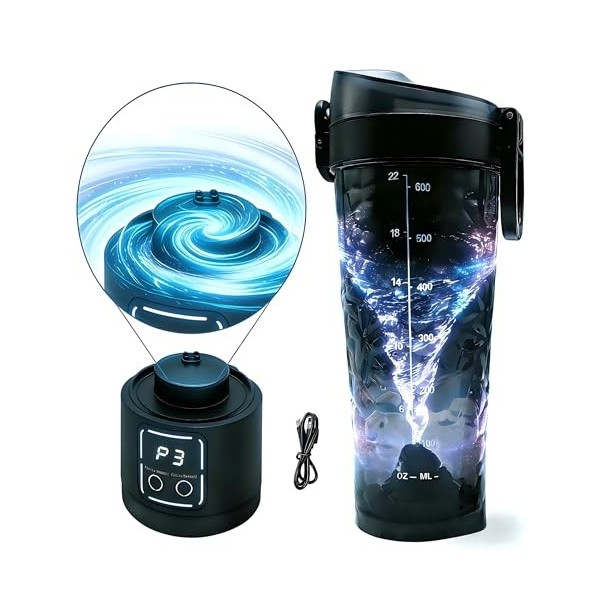HouseUp Shaker de protéines électrique – 700 ml – Gobelet mélangeur portable rechargeable par USB 【15 secondes sans aggloméra