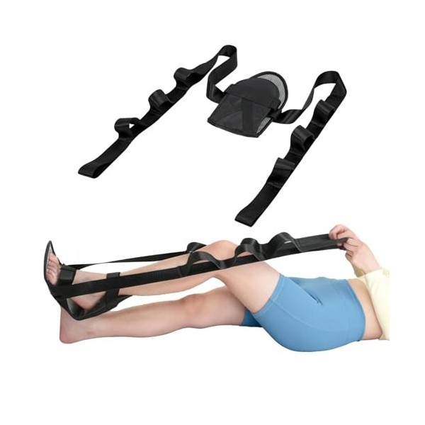 WONDSIGHIN Knie-Stretch-Hilfsband, für die postoperative Rehabilitation des Kniegelenks, Schwarz, mit Aufbewahrungstasche