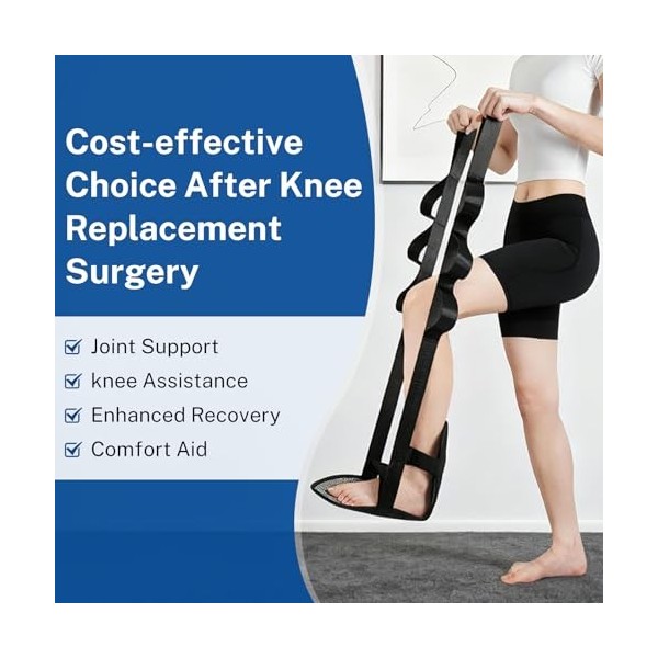 WONDSIGHIN Knie-Stretch-Hilfsband, für die postoperative Rehabilitation des Kniegelenks, Schwarz, mit Aufbewahrungstasche