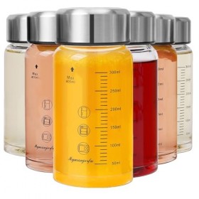 Lot de 6 bouteilles deau en verre de 355 ml avec couvercles – Pour jus, smoothies, lait, protéines, réutilisables, couvercle