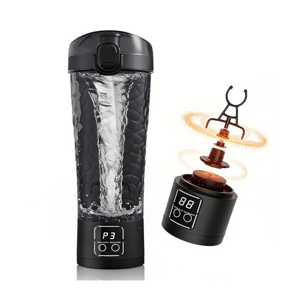 Shaker électrique de protéines, 700 ml, tasse shaker rechargeable avec base amovible, portable, étanche, pour boissons protéi