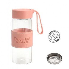 Shaker à protéines en verre 480 ml Shaker à protéines Shaker à protéines avec tamis et boule en acier inoxydable Shaker à pro