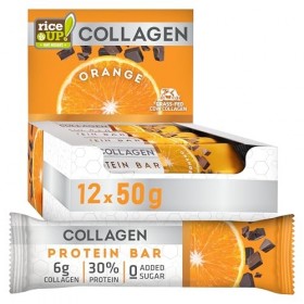 RiceUP! Barre Protéinée Orange au Collagène – 30% Protéines, 6000 mg Collagène Type I & III, Sans Sucre Ajouté, Moins de 215 ...