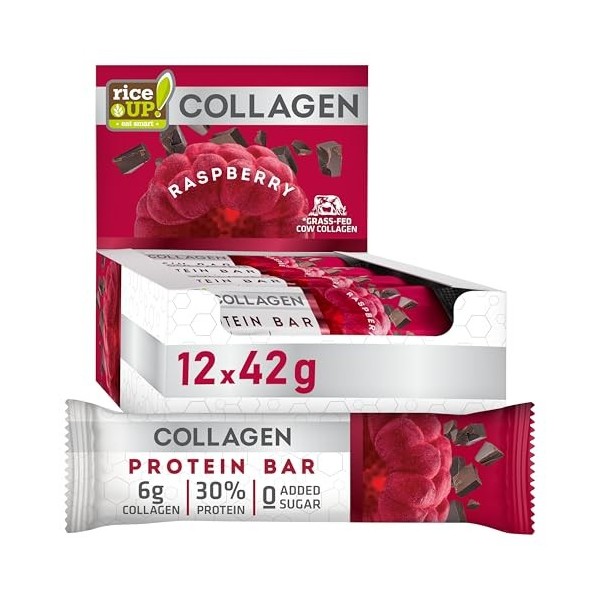 RiceUP! Barre Protéinée Orange au Collagène – 30% Protéines, 6000 mg Collagène Type I & III, Sans Sucre Ajouté, Moins de 215 ...