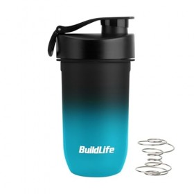 BuildLife Shaker à protéines 600 ml Anti-fuite, sans BPA, facile à nettoyer, Tritan Mélangeur spirale pour shakes crémeux, pa