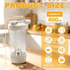 SGZIOO Shaker Protéine Electrique, Shaker à Protéines Automatique, Rechargeable USB Shaker Mixeur, sans BPA, Bouteille Shaker