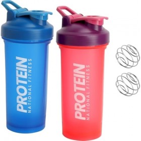 Lot de 2 shakers à protéines 600 ml avec boule, affichage ML, anti-fuite, pour protéines en poudre, shaker à protéines, pour 