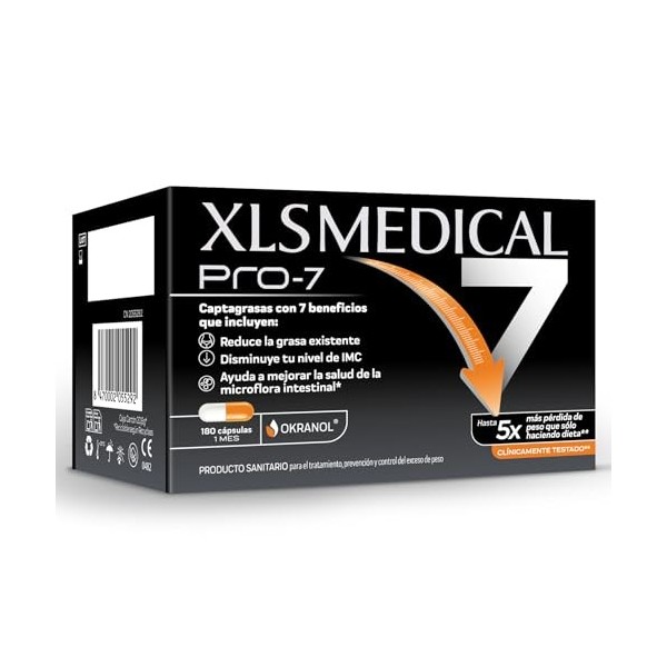 XLS MEDICAL Pro-7 - Gélules pour une aide à la perte de poids - 7 avantages - Perdez jusquà 5x plus de poids quavec un régi