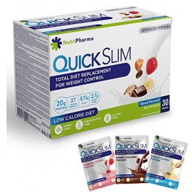 Quick Slim Substitut de Repas Shake pour La Perte de Poids, 30 portions, 20g de Protéines, 27 vitamines et minéraux, Fibres A