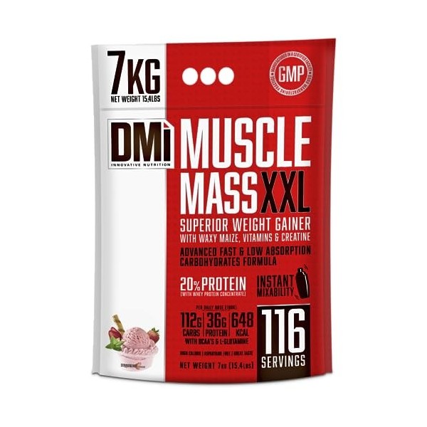 Muscle Mass XXL - Top WEIGHT GAINER Strawberry, 7 kg 15,4 lbs Amaigrissement et perte de poids