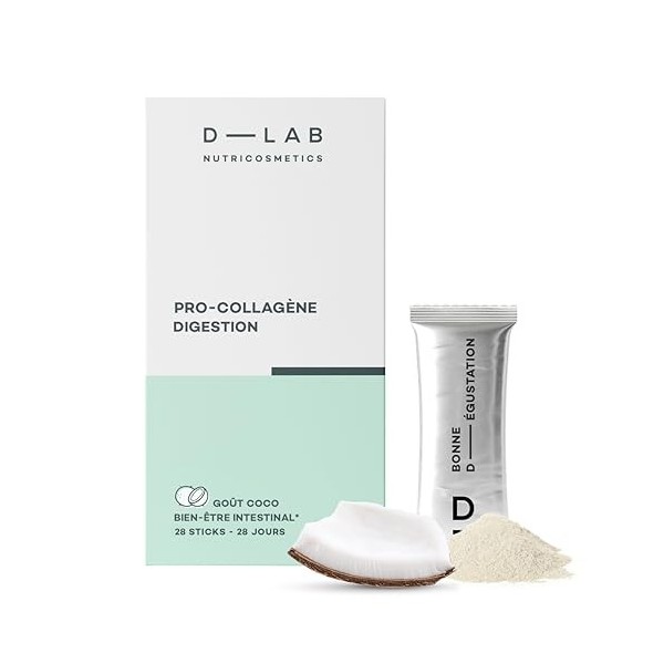 D-LAB | Pro-Collagène Probiotiques | Cure Sticks 28 Jours | Probiotiques & Prébiotiques | Collagène Hydrolysé, L-Glutamine & ...