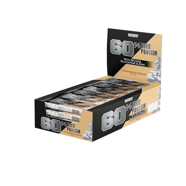 Weider Barre 60% Protéinée Biscuits et Crème 24 x 45 g