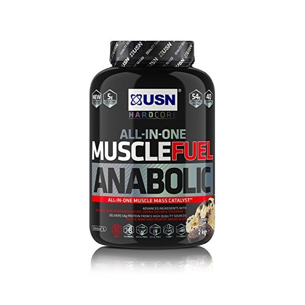 USN Muscle Fuel Anabolic - Protéines en Poudre pour Shaker Protéiné, Musculation, Saveur Cookies & Cream, 2 kg, MUS035 Amaigr...