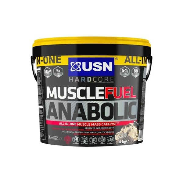 USN Muscle Fuel Anabolic - Protéines en Poudre pour Shaker Protéiné, Musculation, Saveur Cookies & Cream, 2 kg, MUS035 Amaigr...