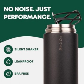 Forme - Shaker blender, étanche à double isolation en acier inoxydable, bouteille shaker silencieuse pour boissons chaudes et