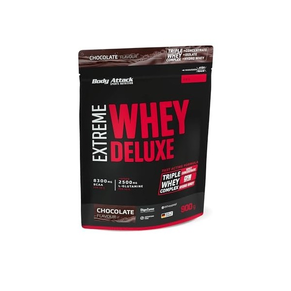 Body Attack Extreme Whey Deluxe Complément pour Sportif Chocolat 900 g