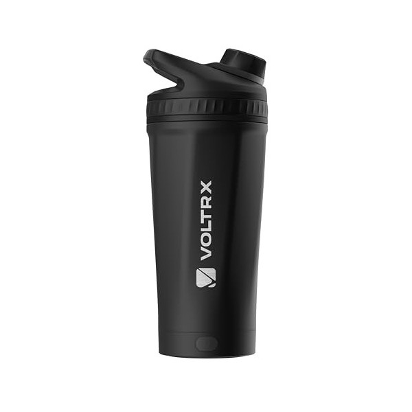 VOLTRX ChillMix Bouteille shaker isotherme en acier inoxydable – Mélangeur électrique rechargeable par USB C pour boissons pr