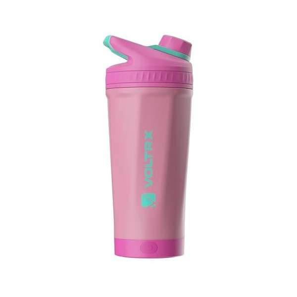 VOLTRX ChillMix Bouteille shaker isotherme en acier inoxydable – Mélangeur électrique rechargeable par USB C pour boissons pr